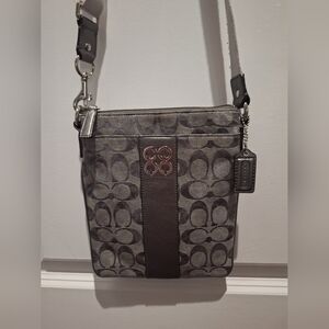 Vintage Coach Black and Gray Signature Crossbody Bag